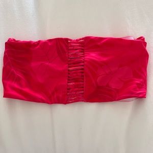 MIKOH strapless bikini top hot pink floral print